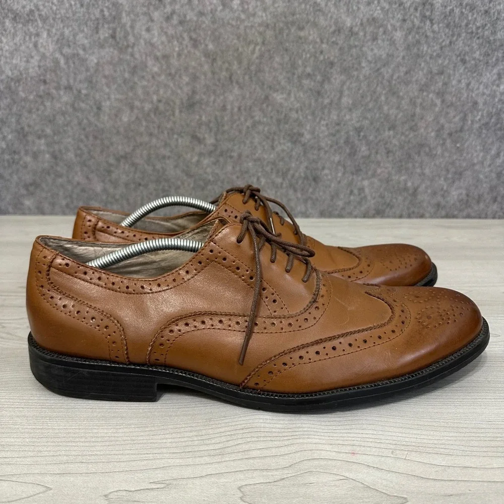 G.H. Bass Nicholas Wingtip Oxford Mens 13 Tan Leather Brogue Dress Shoes